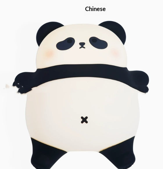 Lying panda silicone lamp, cream body with black arms and headband details