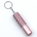 Rhinestone perfume spray keychain bottle with pink cap and pink sparkly body