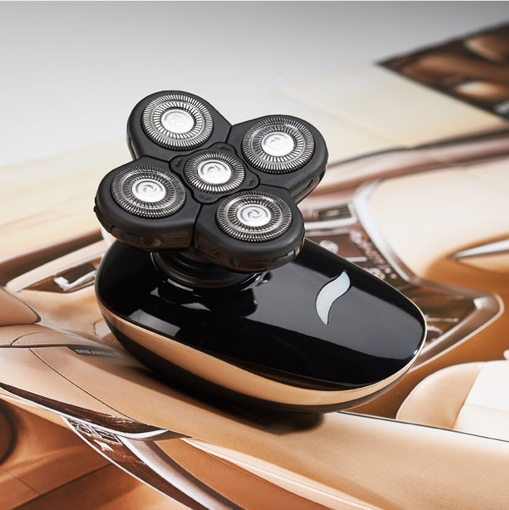 5 In 1 4D Rechargeable Bald Head Shaver With Precision Trimmer Nose And Ear Trimmer Facial Cleaning Brush