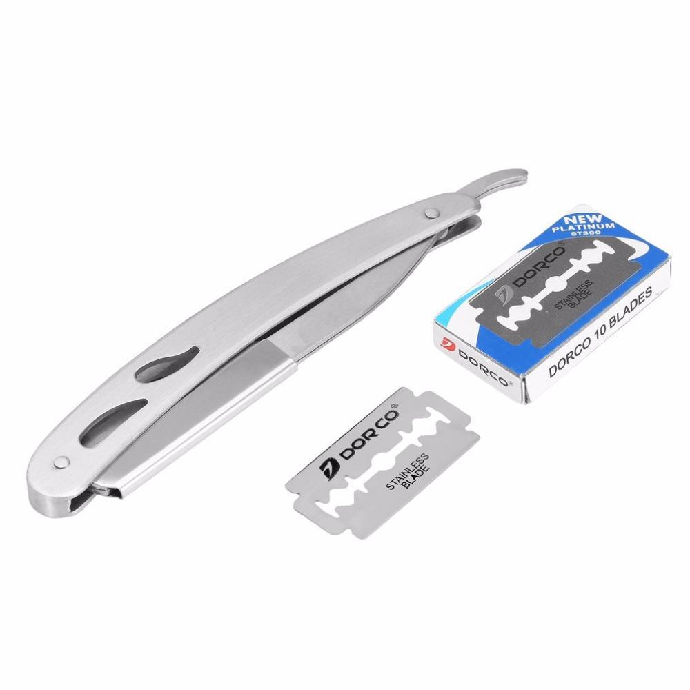 Stainless Steel Razor With 10 Blades Professional Straight Razor For Smooth Clean Shave
