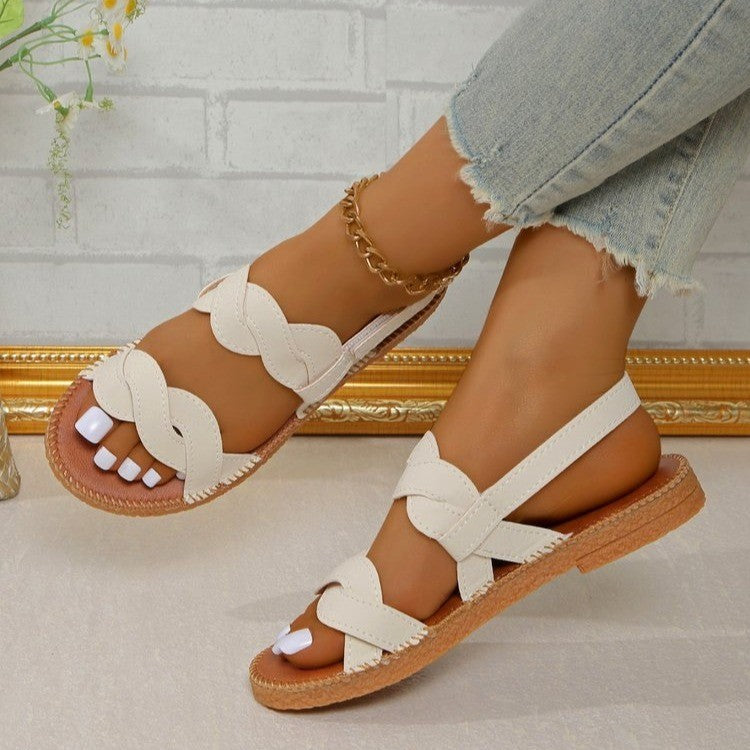 Woven Fashion Flat Summer Shoes - Women's Breathable Casual Sandals