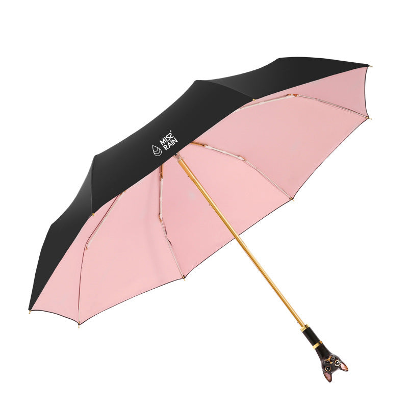 Folding cat umbrella handle sunscreen umbrella