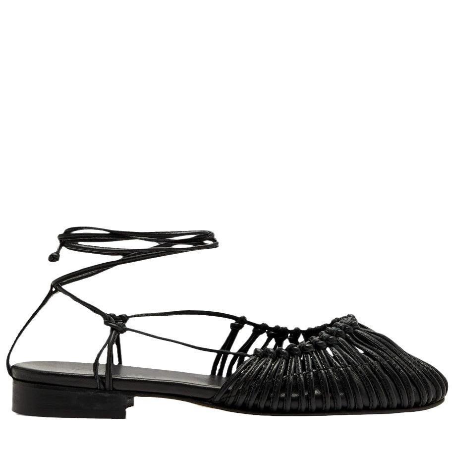 Niche Handmade Weave Vintage Genuine Leather Twine Grip Sandals
