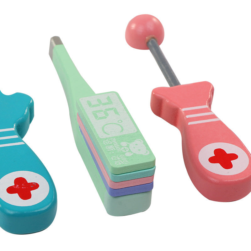 Doctor toy set medicine tools with green label pad and red clipboard piece