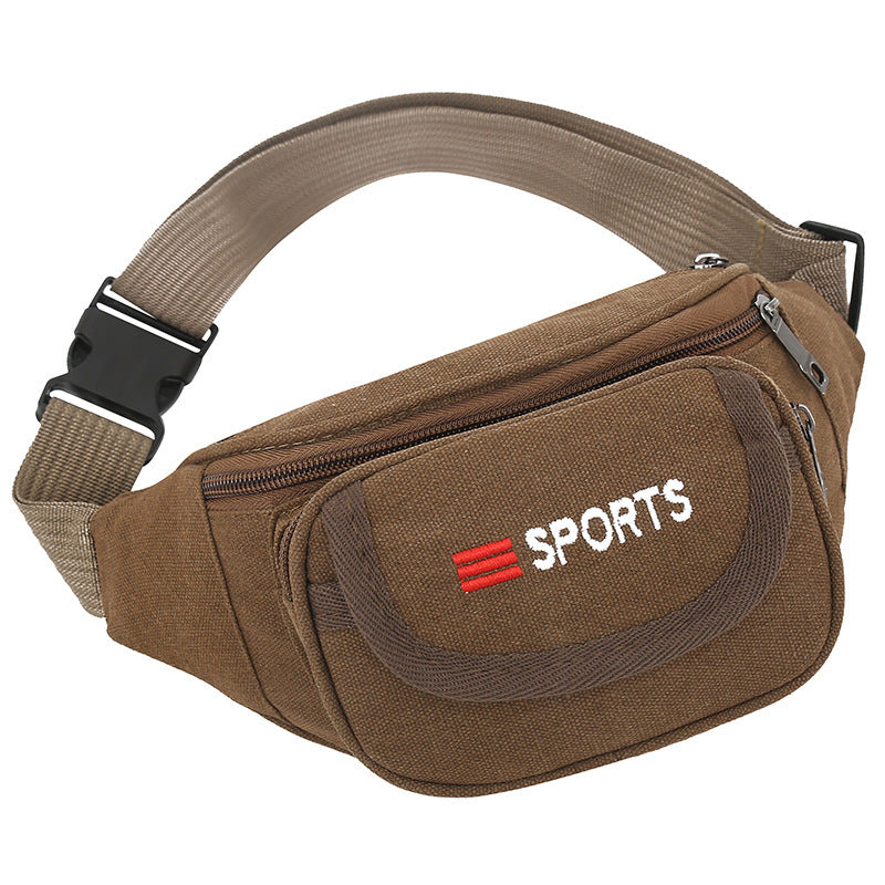 Mens Canvas Waist Bag Durable Multifunctional Outdoor Fanny Pack With Adjustable Strap