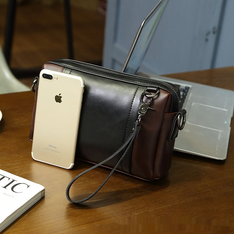 Fashionable And Trendy PU Leather Single Shoulder Crossbody Bag Street Style Black Or Coffee With Black 10 Inch