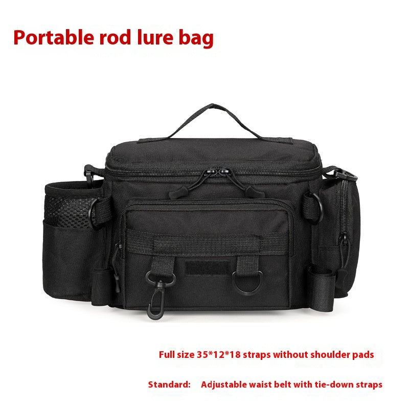 Camouflage Large Capacity Multifunctional Fishing Waist Bag For Insertion Pole And Lure Oxford Cloth