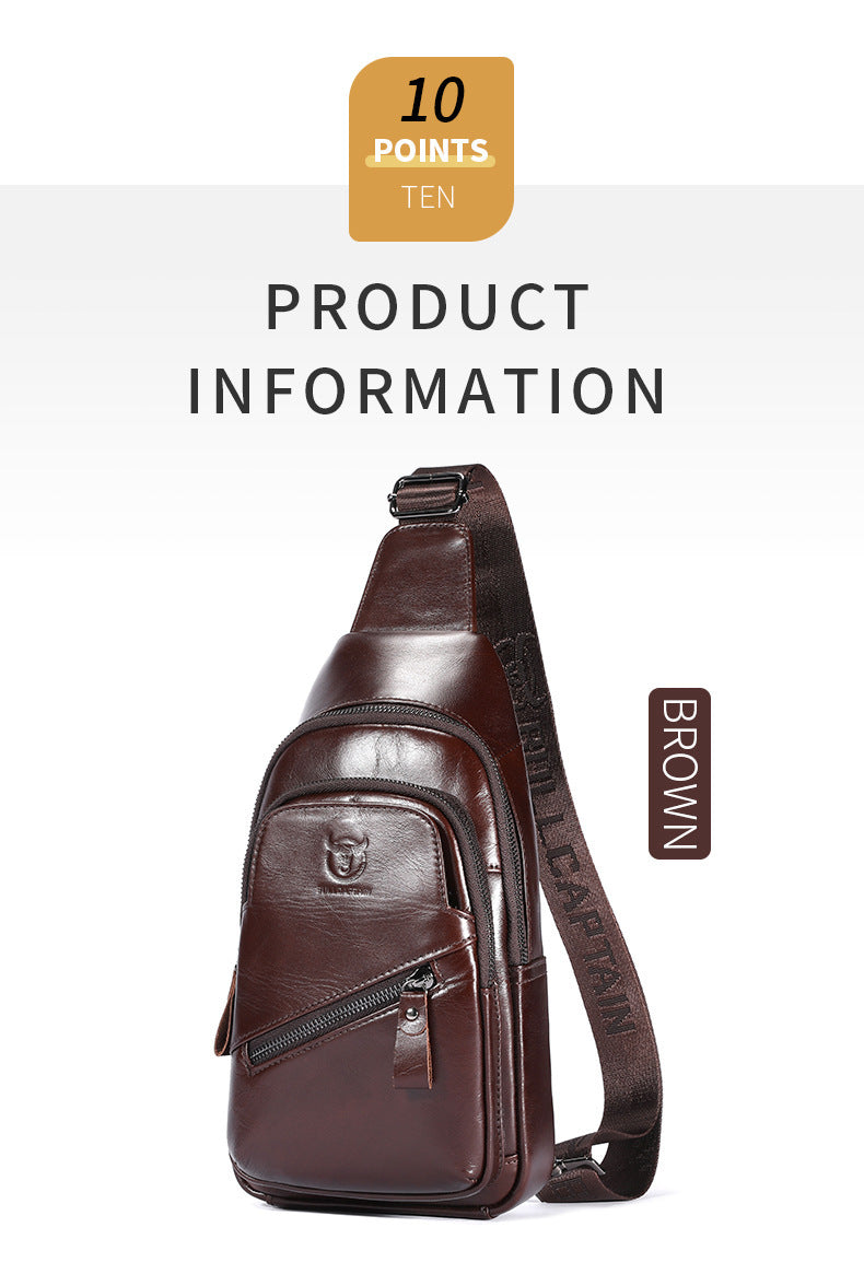 Bull Captain Genuine Leather Mens Shoulder Crossbody Bag Large Capacity First Layer Cowhide Breathable Waterproof