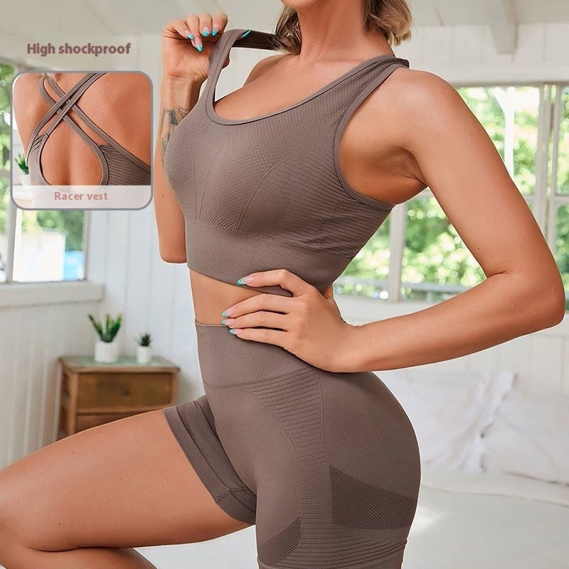 Women Slimming Quick Dry Sportswear Set Available In Caramel Mocha Black Green Blue Red Dark Green For Exercise