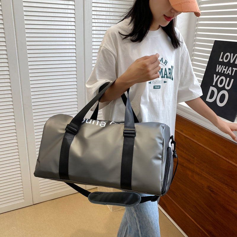 Portable One Shoulder Luggage Bag Storage Organizer Waterproof PU Travel Bag With Dry Wet Separation