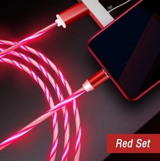 Magnetic Charging Cable 3-in-1 - iPhone Android USB-C with LED Light