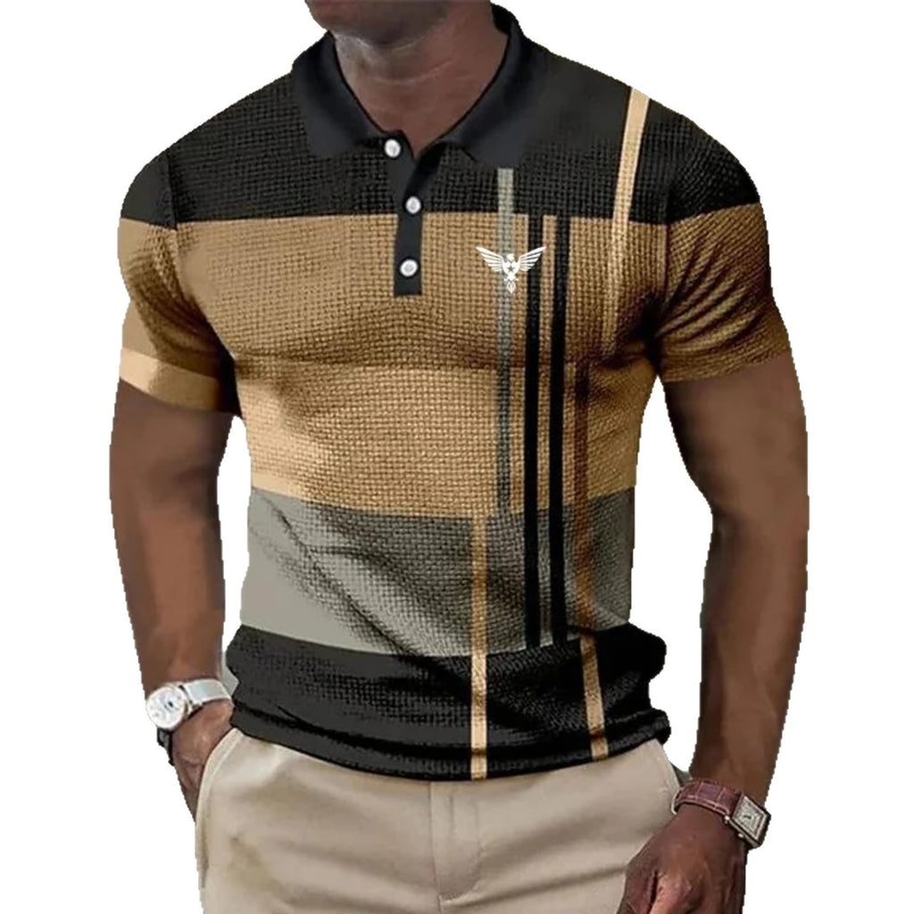 Men's Short-sleeved Polo Style Shirt Plaid Bat Pattern