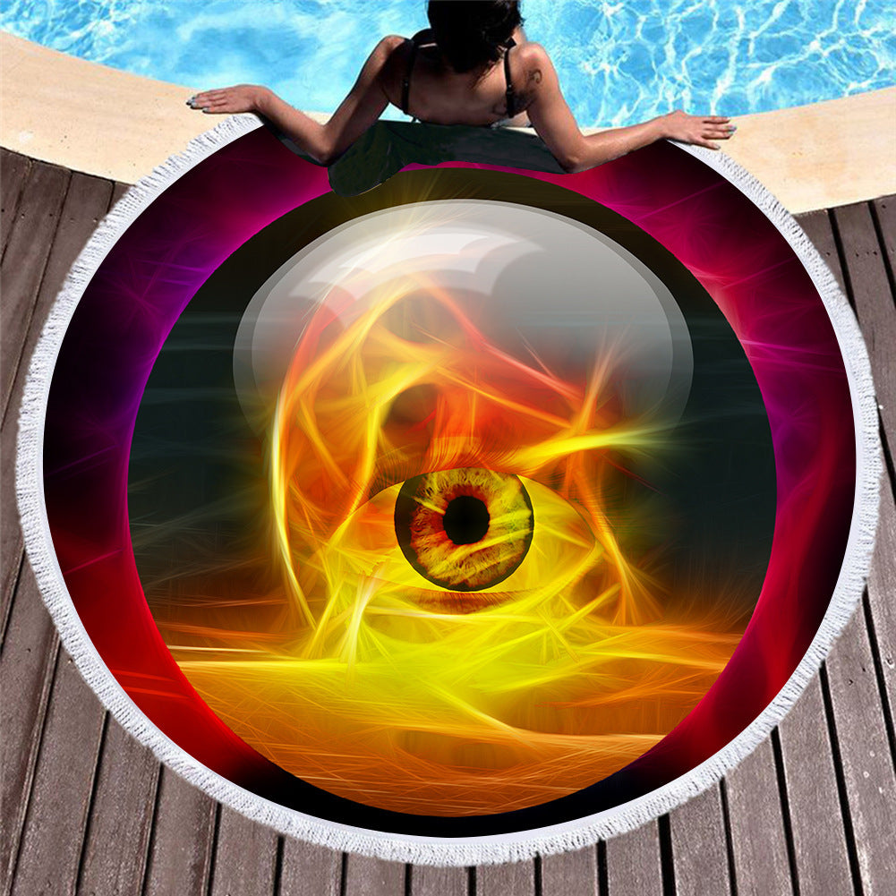 Retro round printed beach towel