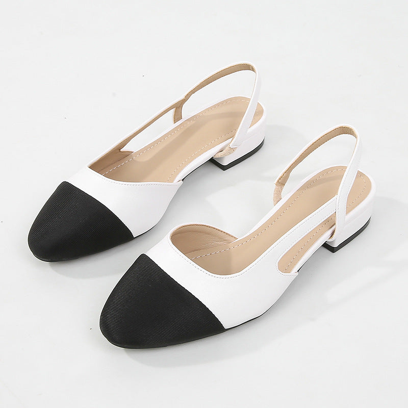 Hollow Color Matching Low Heel Sandals - Women's Small Size Summer Shoes