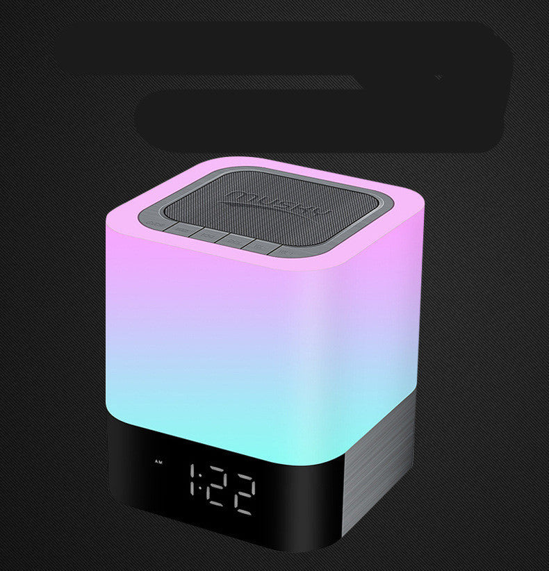 Bluetooth Speaker With LED Night Light And Clock With Alarm Function Compact Size 100 By 100 By 112 Millimeters