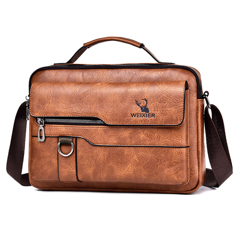 Mens Messenger Bag One Shoulder Retro PU Leather Crossbody Bag With Flap For Travel And Business