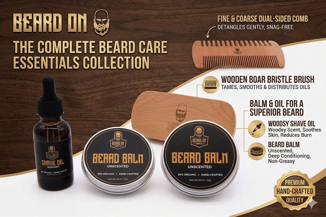 Beard Growth & Grooming Kit – USDA Certified Organic Beard Oil, Balm & Wooden Comb-0
