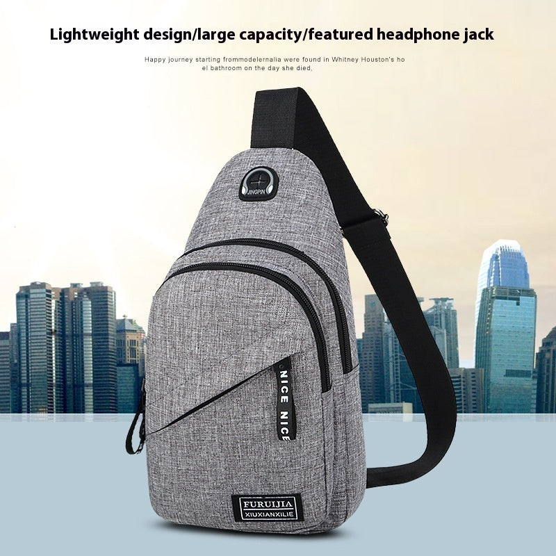 Casual Youth Korean Style Shoulder Bag For Men Oxford Cloth Messenger Bag Solid Color