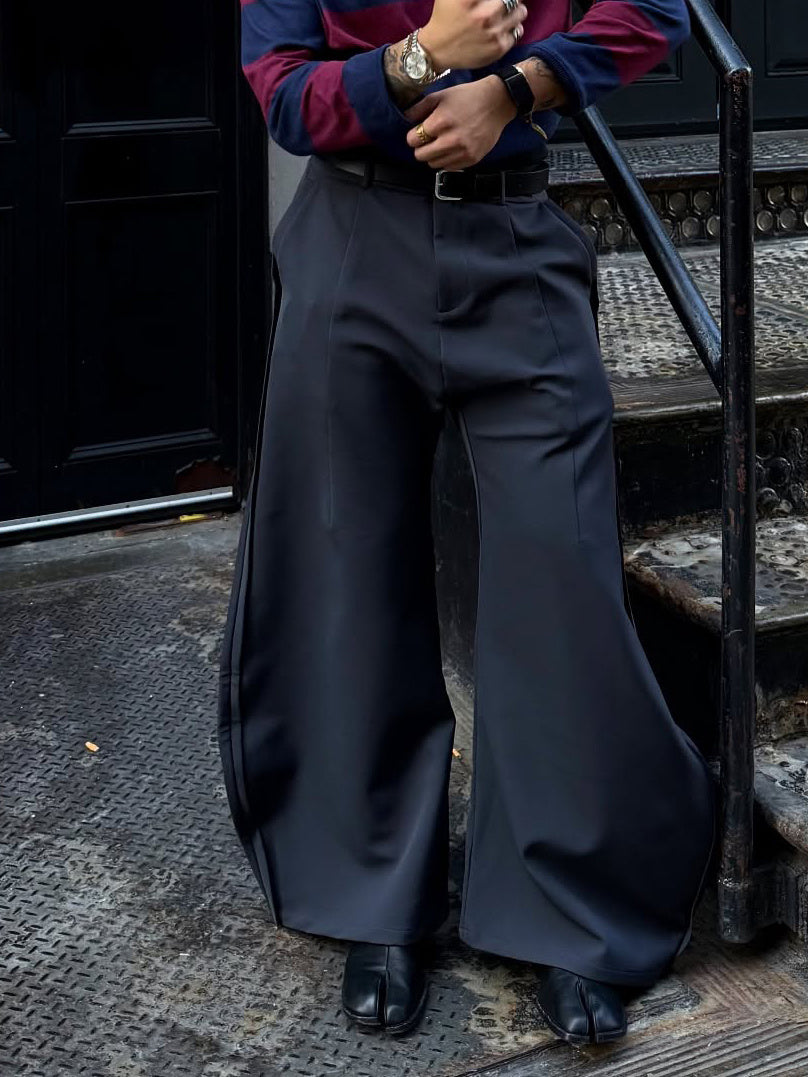 Elegant Grey Scimitar Wide-Leg Pants