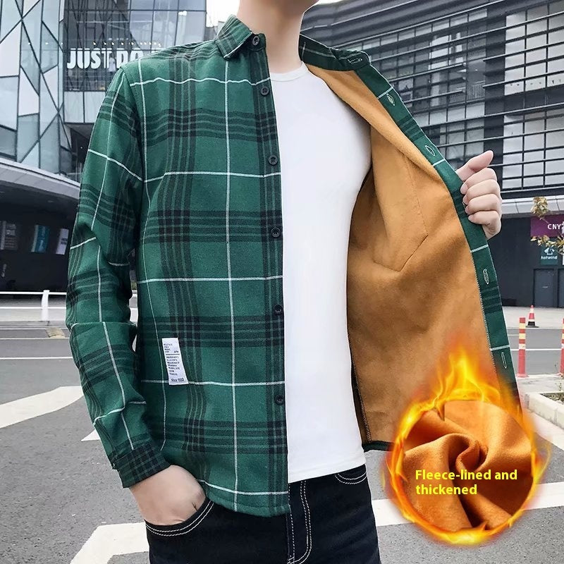 Men's Warm Thickened Korean Slim Fit Shirt Trendy Handsome Coat