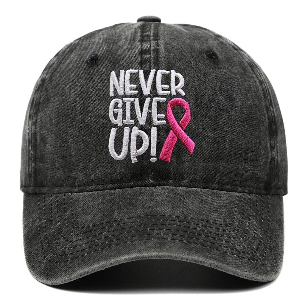 Breast Ribbon Embroidered Peaked Cap Baseball