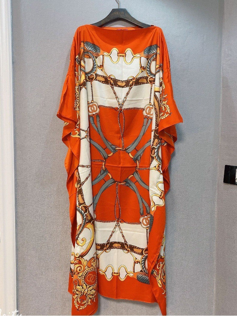 Loose Print Holiday Beach Dress Beach Cover-up