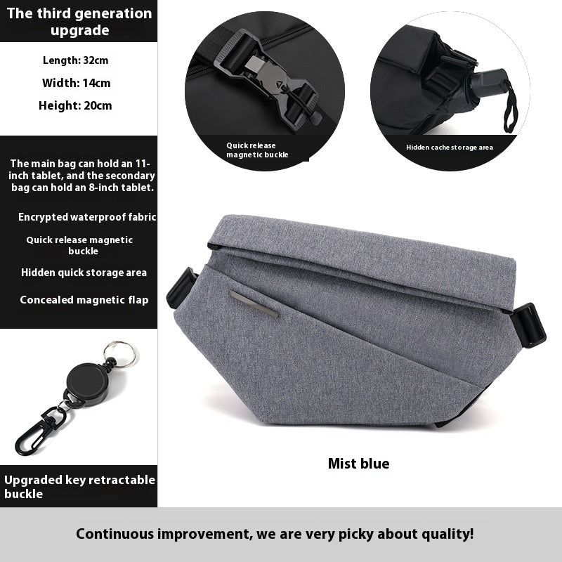 Charcoal Black Crossbody Multifunctional Sports Fitness Chest Bag for Travel and Everyday Use