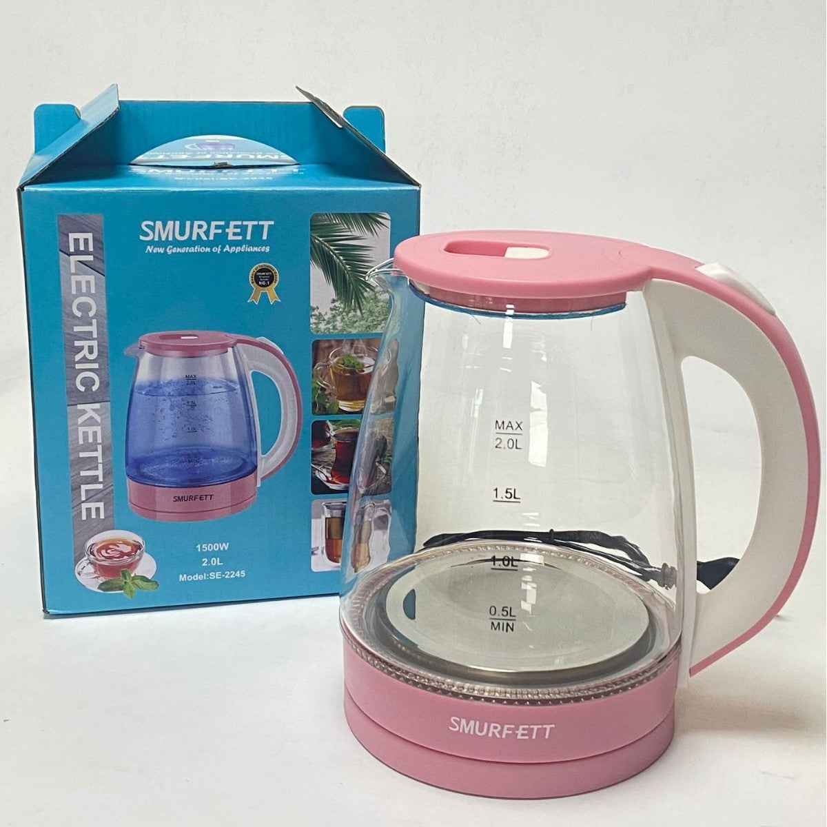 Stainless Steel Electric Kettle 1.8L Auto Power Off Anti Dry Burn Protection 1500W to 2000W Blue Pink Black