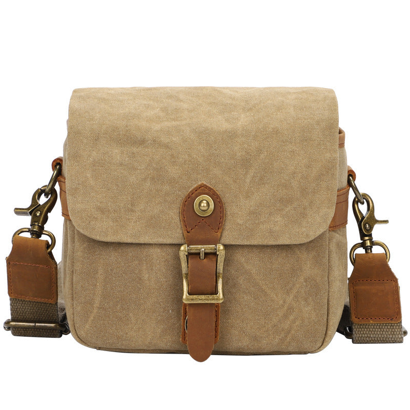 Canvas SLR Camera Bag With Waterproof Liner Crossbody DSLR Protective Case Khaki Dark Gray Army Green