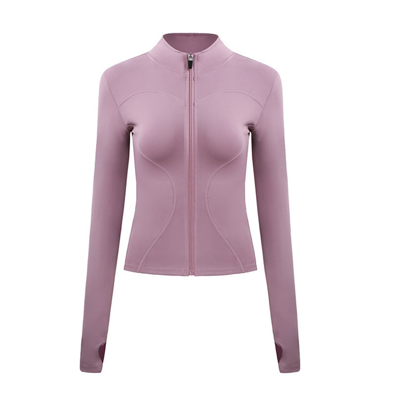 Gradient Long Sleeve Tight Jacket For Workout And Yoga With Zipper In Spandex For Running Blue Black Pink Purple