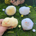 Yellow and white fuzzy chicken squishy stress reliever toys, four pack