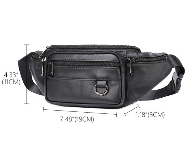 Leather Phone Belt For Men Multifunctional Chest Bag Crossbody Genuine First Layer Cowhide Leather