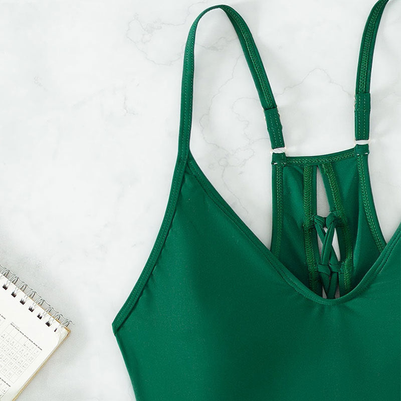 High Waist Triangle Swimwear One-piece Back Lace-up