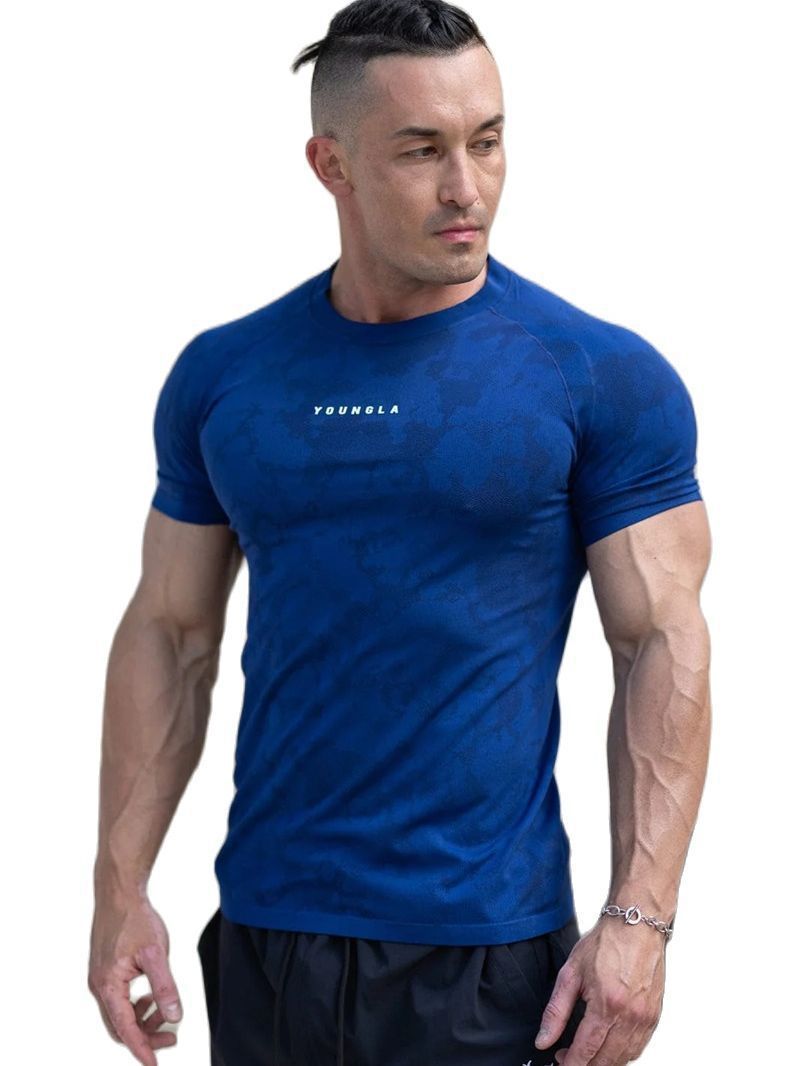 Mens Camouflage Milk Silk Workout T Shirt For Men Breathable Sports Tee Moisture Wicking