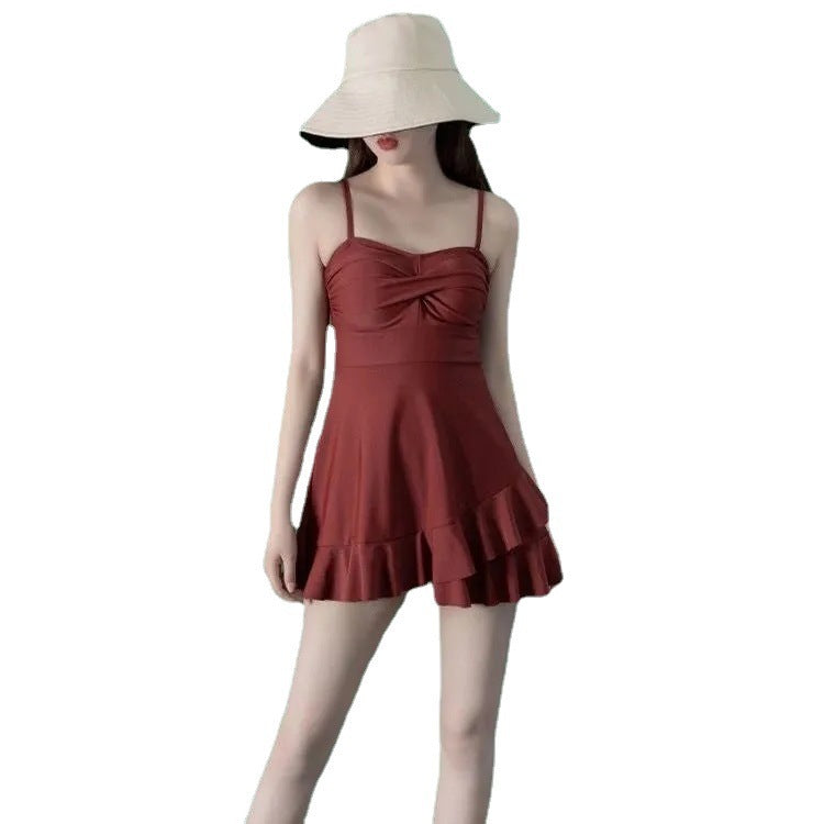 New Travel One-piece Skirt Swimsuit Women's Pure Desire Style