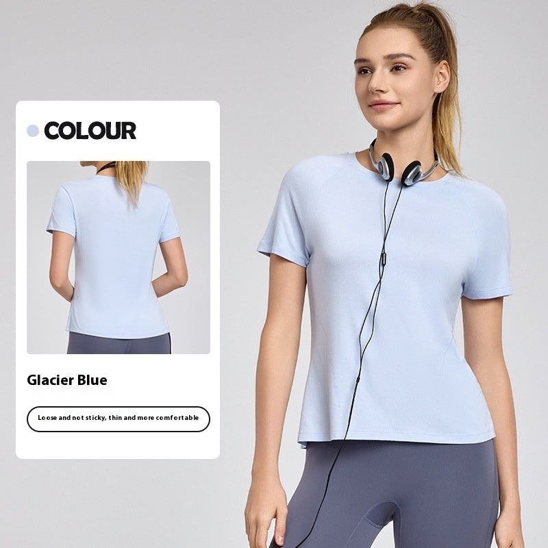 Spring And Summer Outdoor Running Training Workout Clothes Breathable Loose Fit Glacier Blue