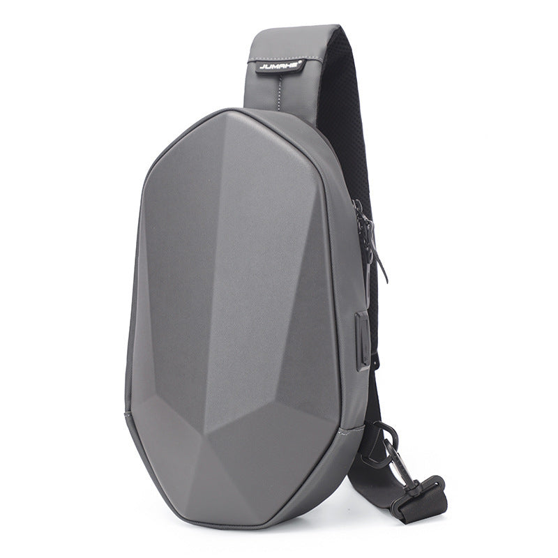 New Outdoor Crossbody Bag For Men Waterproof Ultra Light USB Interface Travel Chest Bag Black Gray