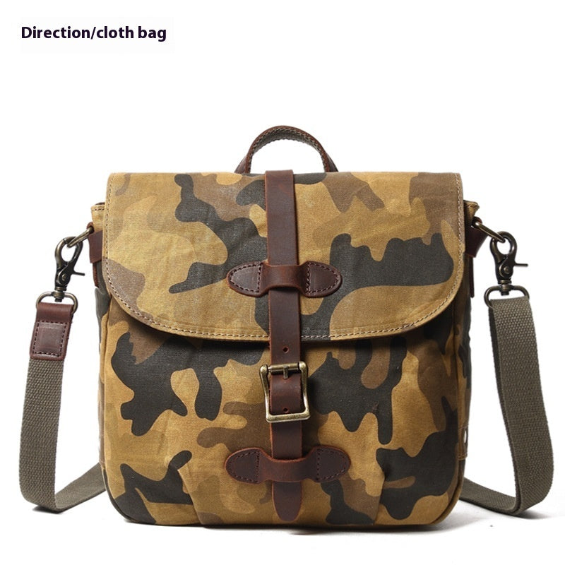 Camouflage Waterproof Canvas Shoulder Messenger Bag With Polyester Lining For Travel And Leisure Use