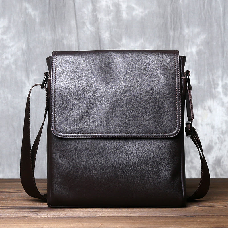 Premium Cowhide Leather Crossbody Bag - Vertical Business Backpack