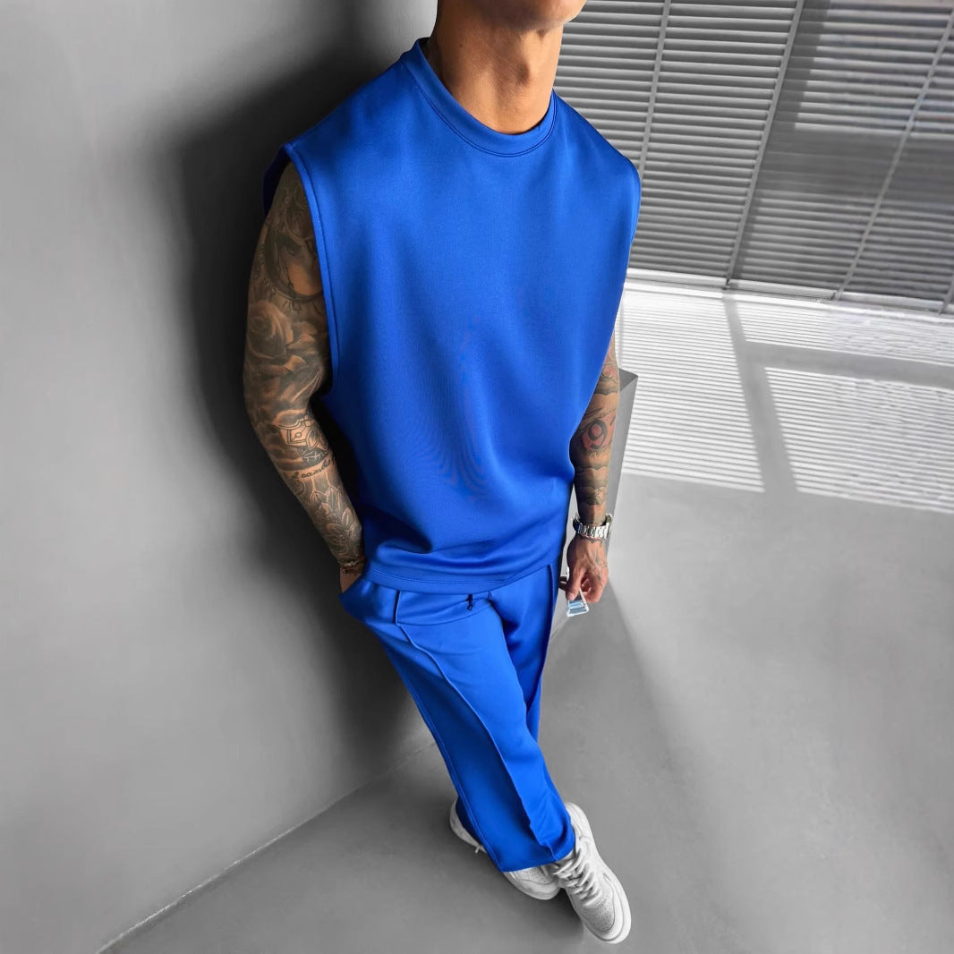 Summer New Men's Trousers Vest Suit