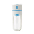 Portable blender smoothie cup with blue ring and clear container