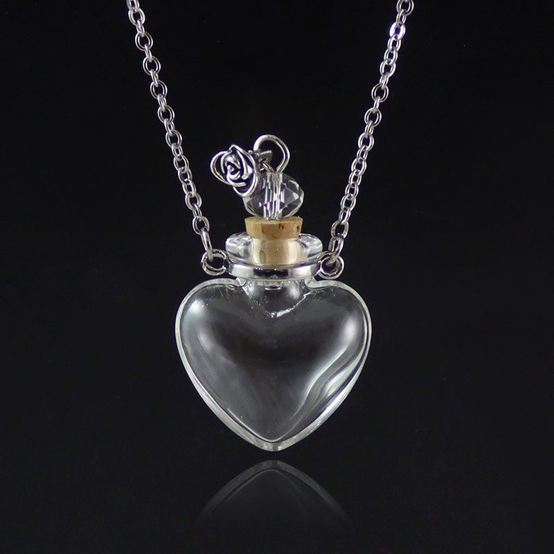Glass Bottle Pendant Necklace – Geometric Titanium Steel Chain | 10 Styles