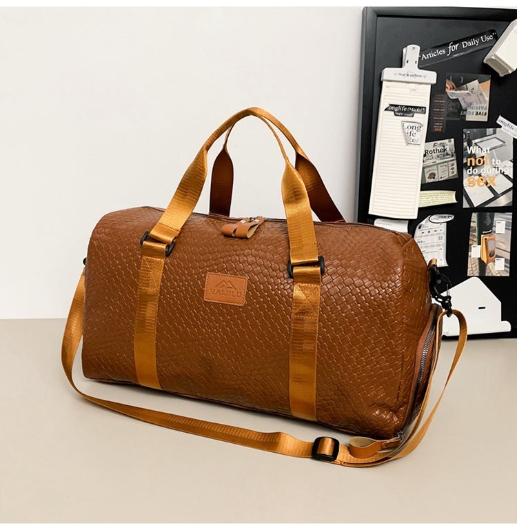 Portable Crossbody Luggage Bag One Shoulder For Short Distance Travel Large Capacity 56L 75L Waterproof PU Plaid