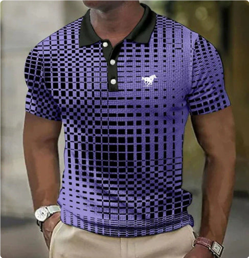 Men's Short-sleeved Polo Style Shirt Plaid Bat Pattern