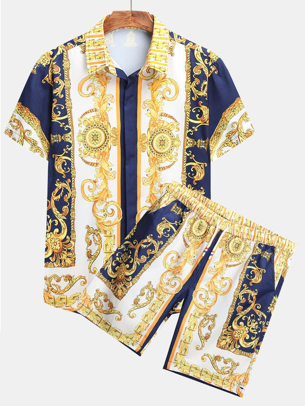 Men's 3D Digital Printing Fashion Shirt Slim-fit Short-sleeved Shirt