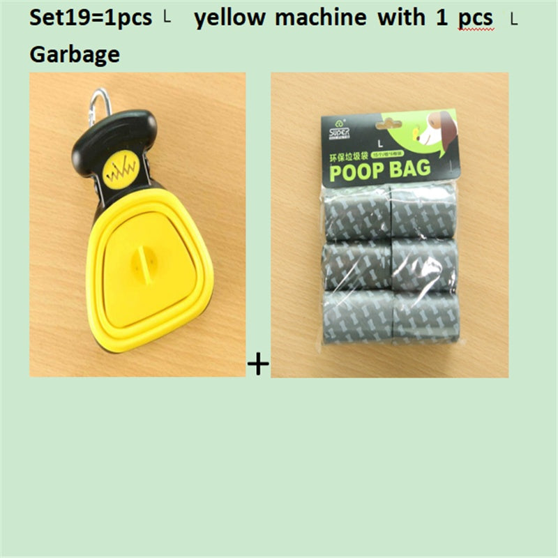 Foldable Dog Pooper Scooper For Travel With 1 Roll Biodegradable Bags Clean Up Excreta Easily