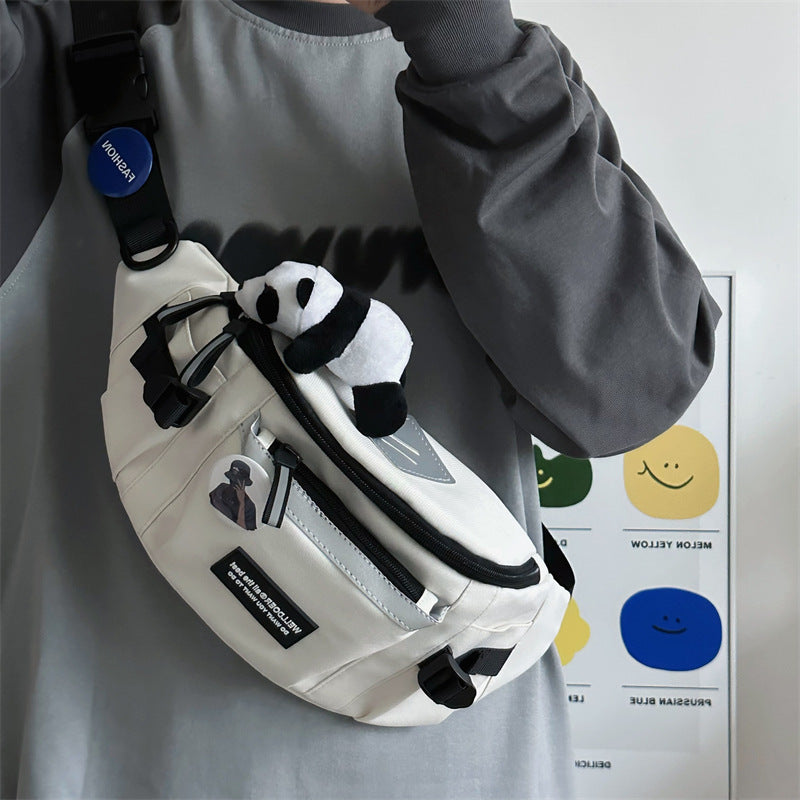 Chest Bag For Men Large Capacity Crossbody Oxford Cloth Sports Bag White Gray Black