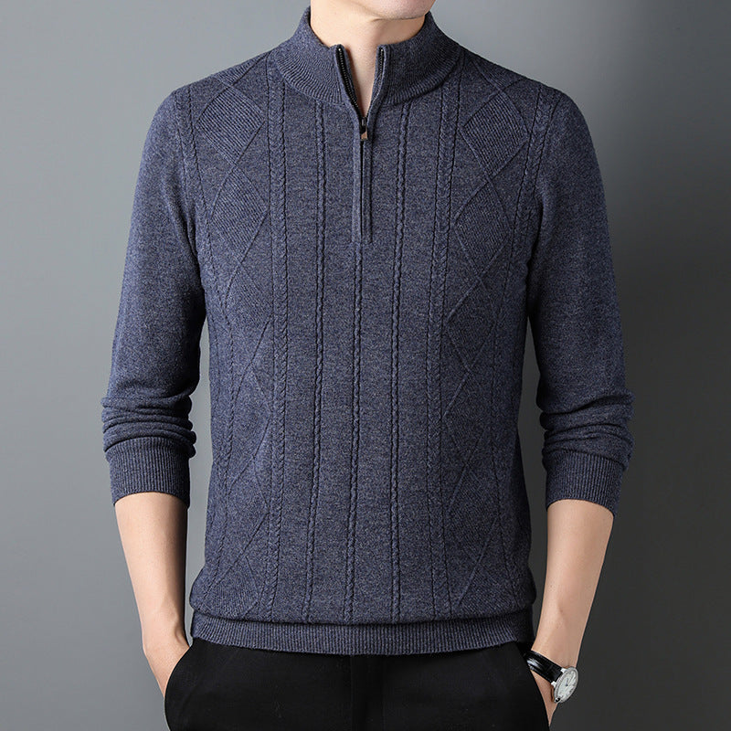 Half Zipper Thickening Thermal Head Cover Knitted Inner Match Woolen Sweater