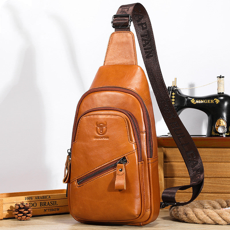 Bull Captain Genuine Leather Mens Shoulder Crossbody Bag Large Capacity First Layer Cowhide Breathable Waterproof