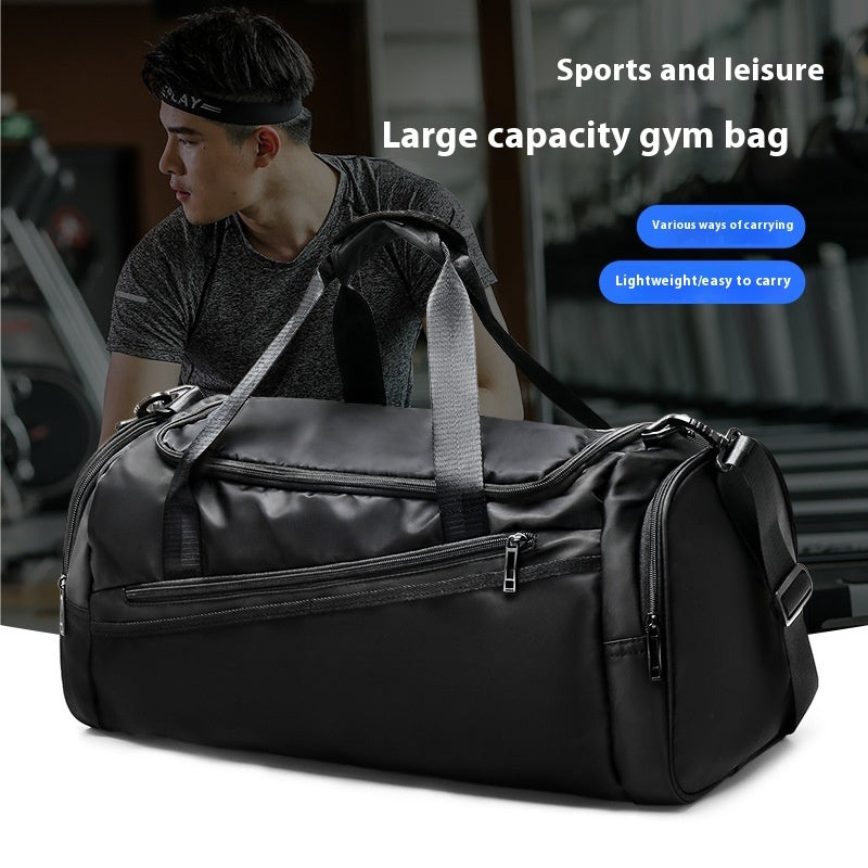 Mens Large Capacity Travel Dry Wet Separation Fitness Sports Training Portable Messenger Bag Nylon Black
